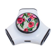 Cheerful Watercolor Flowers 3-port Usb Hub by GardenOfOphir