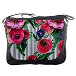 Cheerful Watercolor Flowers Messenger Bag Front