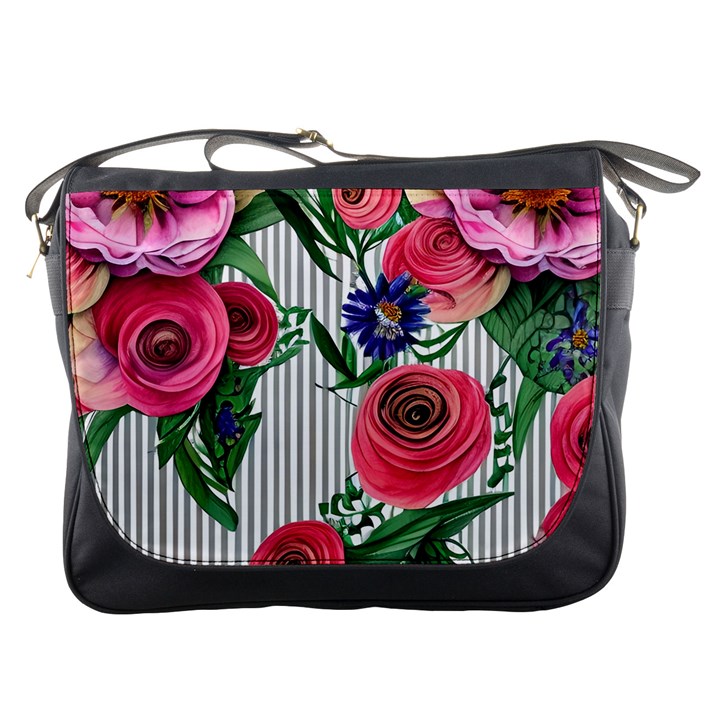 Cheerful Watercolor Flowers Messenger Bag