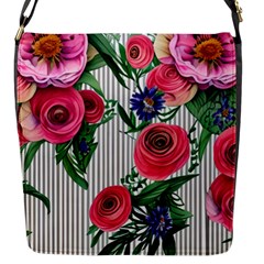 Cheerful Watercolor Flowers Flap Closure Messenger Bag (s) by GardenOfOphir