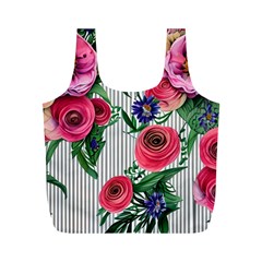 Cheerful Watercolor Flowers Full Print Recycle Bag (m) by GardenOfOphir