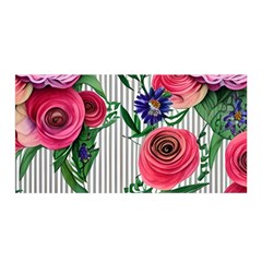 Cheerful Watercolor Flowers Satin Wrap 35  X 70  by GardenOfOphir