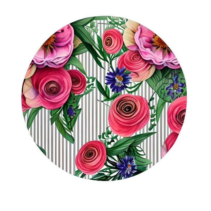 Cheerful Watercolor Flowers Mini Round Pill Box