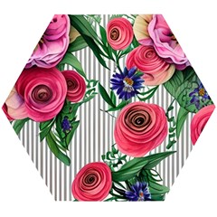 Cheerful Watercolor Flowers Wooden Puzzle Hexagon by GardenOfOphir