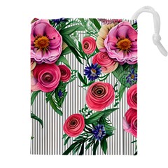 Cheerful Watercolor Flowers Drawstring Pouch (4xl) by GardenOfOphir