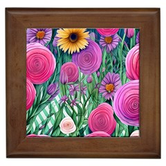 Charming Watercolor Flowers Framed Tile by GardenOfOphir