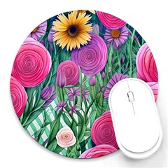 Charming Watercolor Flowers Round Mousepad by GardenOfOphir