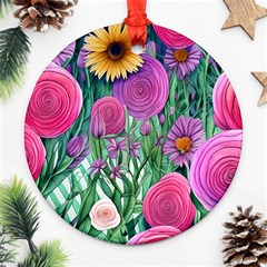 Charming Watercolor Flowers Ornament (round) by GardenOfOphir