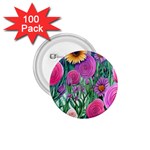 Charming Watercolor Flowers 1.75  Buttons (100 pack)  Front