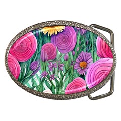 Charming Watercolor Flowers Belt Buckles by GardenOfOphir