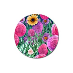 Charming Watercolor Flowers Magnet 3  (round) by GardenOfOphir