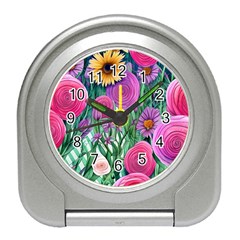 Charming Watercolor Flowers Travel Alarm Clock by GardenOfOphir