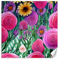 Charming Watercolor Flowers Canvas 12  X 12  by GardenOfOphir