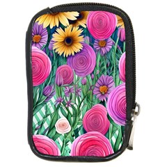 Charming Watercolor Flowers Compact Camera Leather Case by GardenOfOphir