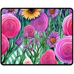 Charming Watercolor Flowers One Side Fleece Blanket (Medium) 60 x50  Blanket Front