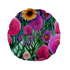 Charming Watercolor Flowers Standard 15  Premium Round Cushions by GardenOfOphir