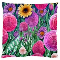 Charming Watercolor Flowers Standard Premium Plush Fleece Cushion Case (one Side) by GardenOfOphir