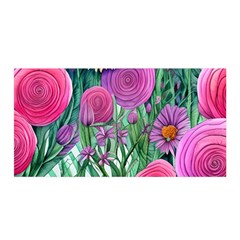 Charming Watercolor Flowers Satin Wrap 35  X 70  by GardenOfOphir