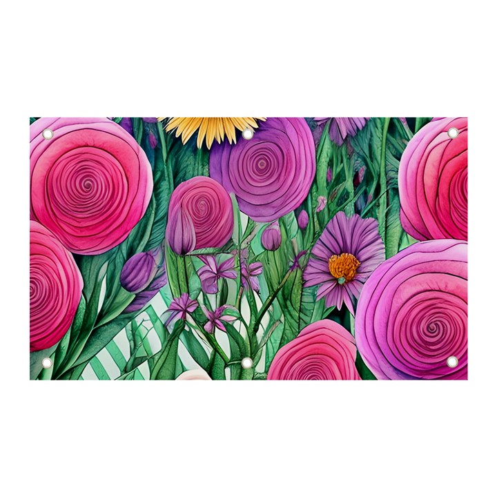 Charming Watercolor Flowers Banner and Sign 5  x 3 