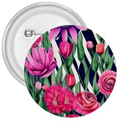 Classy Botanicals – Watercolor Flowers Botanical 3  Buttons by GardenOfOphir