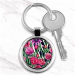 Classy Botanicals – Watercolor Flowers Botanical Key Chain (Round) Front