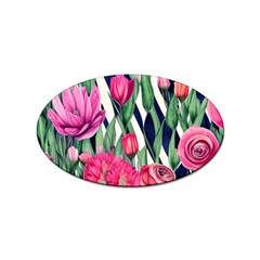 Classy Botanicals – Watercolor Flowers Botanical Sticker Oval (10 Pack) by GardenOfOphir