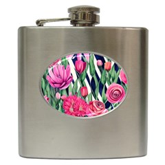 Classy Botanicals – Watercolor Flowers Botanical Hip Flask (6 Oz) by GardenOfOphir