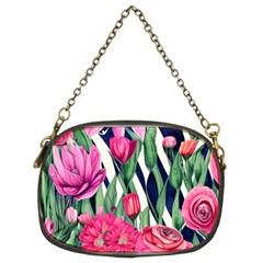 Classy Botanicals – Watercolor Flowers Botanical Chain Purse (two Sides) by GardenOfOphir