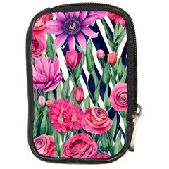 Classy Botanicals – Watercolor Flowers Botanical Compact Camera Leather Case by GardenOfOphir