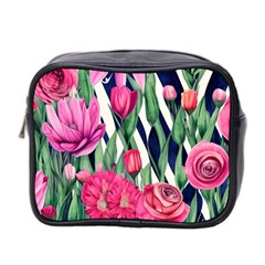 Classy Botanicals – Watercolor Flowers Botanical Mini Toiletries Bag (two Sides) by GardenOfOphir