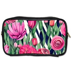 Classy Botanicals – Watercolor Flowers Botanical Toiletries Bag (one Side) by GardenOfOphir