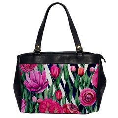 Classy Botanicals – Watercolor Flowers Botanical Oversize Office Handbag by GardenOfOphir