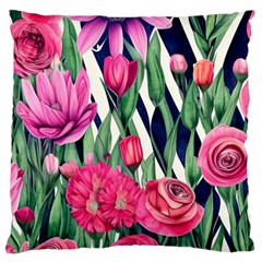 Classy Botanicals – Watercolor Flowers Botanical Large Cushion Case (one Side) by GardenOfOphir