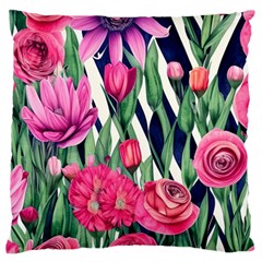 Classy Botanicals – Watercolor Flowers Botanical Standard Premium Plush Fleece Cushion Case (one Side) by GardenOfOphir