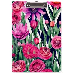 Classy Botanicals – Watercolor Flowers Botanical A4 Acrylic Clipboard by GardenOfOphir