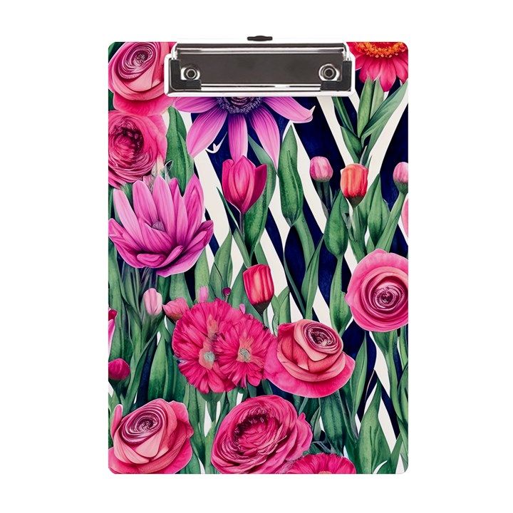 Classy Botanicals – Watercolor Flowers Botanical A5 Acrylic Clipboard