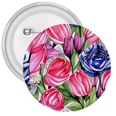 Charming Foliage – Watercolor Flowers Botanical 3  Buttons by GardenOfOphir