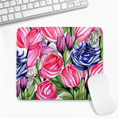 Charming Foliage – Watercolor Flowers Botanical Large Mousepad by GardenOfOphir