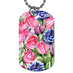 Charming Foliage – Watercolor Flowers Botanical Dog Tag (one Side) by GardenOfOphir