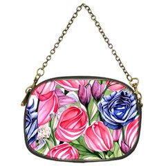 Charming Foliage – Watercolor Flowers Botanical Chain Purse (one Side) by GardenOfOphir