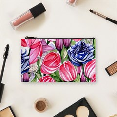 Charming Foliage – Watercolor Flowers Botanical Cosmetic Bag (small) by GardenOfOphir