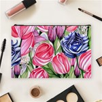 Charming Foliage – Watercolor Flowers Botanical Cosmetic Bag (Large) Front