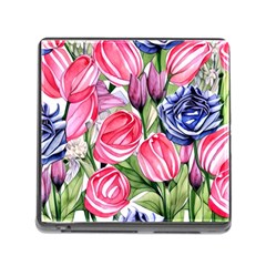 Charming Foliage – Watercolor Flowers Botanical Memory Card Reader (square 5 Slot) by GardenOfOphir