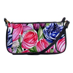 Charming Foliage – Watercolor Flowers Botanical Shoulder Clutch Bag by GardenOfOphir