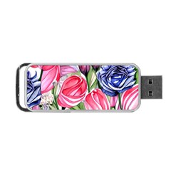 Charming Foliage – Watercolor Flowers Botanical Portable Usb Flash (one Side) by GardenOfOphir