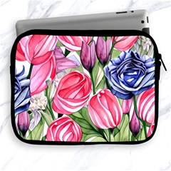 Charming Foliage – Watercolor Flowers Botanical Apple Ipad 2/3/4 Zipper Cases by GardenOfOphir