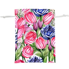 Charming Foliage – Watercolor Flowers Botanical Lightweight Drawstring Pouch (xl) by GardenOfOphir