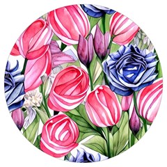 Charming Foliage – Watercolor Flowers Botanical Round Trivet by GardenOfOphir