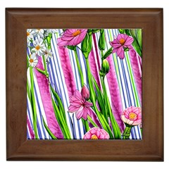 Cherished Blooms – Watercolor Flowers Botanical Framed Tile by GardenOfOphir