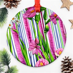 Cherished Blooms – Watercolor Flowers Botanical Ornament (round) by GardenOfOphir